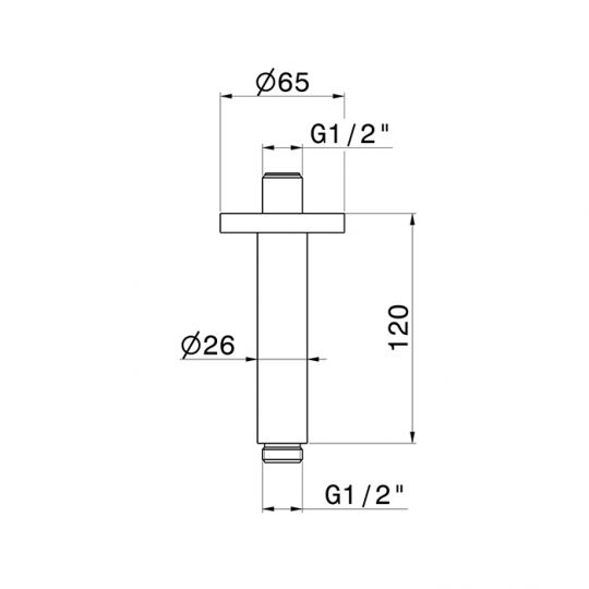 Кронштейн душевой Newform Head Showers 28150 потолочный закругленный схема 4