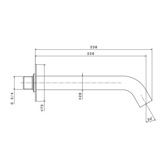 Излив для ванны Newform X-STEEL 316 29482X настенный 22.6 см G3/4 схема 2