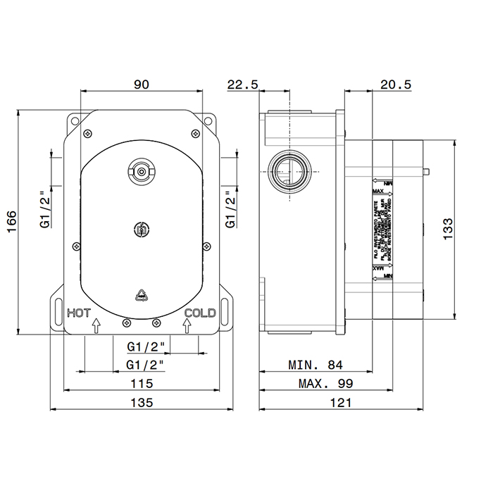 Встраиваемая часть смесителя с термостатом Newform 31061.00.000 ФОТО