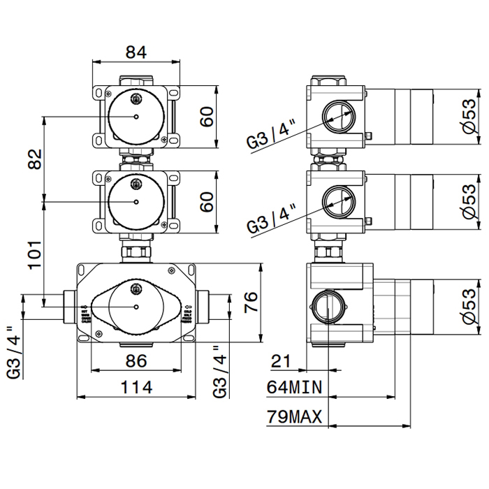 Встраиваемая часть термостатического смесителя Newform 31063.00.000 ФОТО