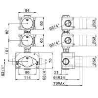 Встраиваемая часть термостатического смесителя Newform 31063.00.000 схема 2