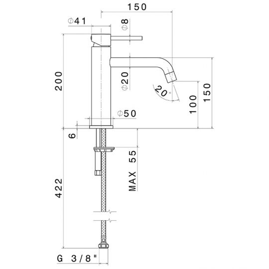 Смеситель с длинным изливом Newform XT 4209 для раковины 1 отверстие схема 7 Смеситель с длинным изливом Newform XT 4209 для раковины 1 отверстие схема 7