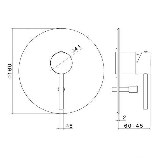 Смеситель для душа Newform XT 4270E встравиваемый с автопереключателем на 2 потока внешняя часть схема 9