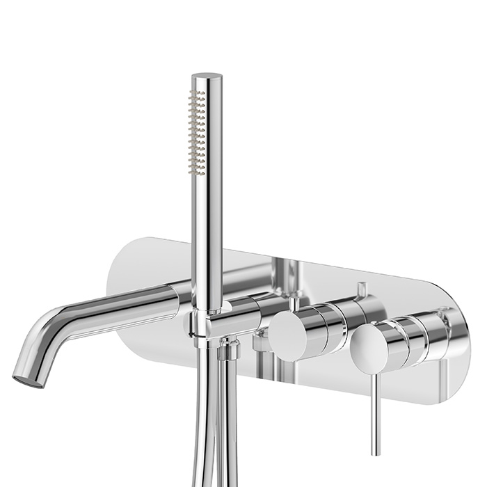 Смеситель встраиваемый для ванны Newform XT 4272E с изливом и ручным душем внешняя часть ФОТО