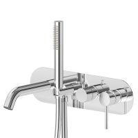 Смеситель встраиваемый для ванны Newform XT 4272E с изливом и ручным душем внешняя часть схема 3