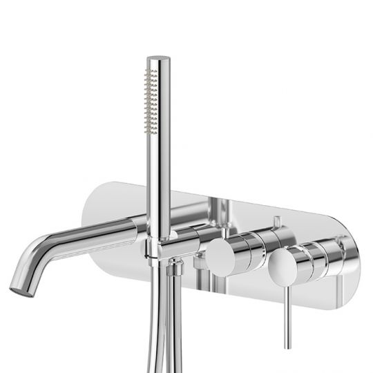 Смеситель встраиваемый для ванны Newform XT 4272E с изливом и ручным душем внешняя часть схема 3