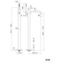 Смеситель для ванны Newform XT 4278E напольный с ручным душем внешняя часть схема 14