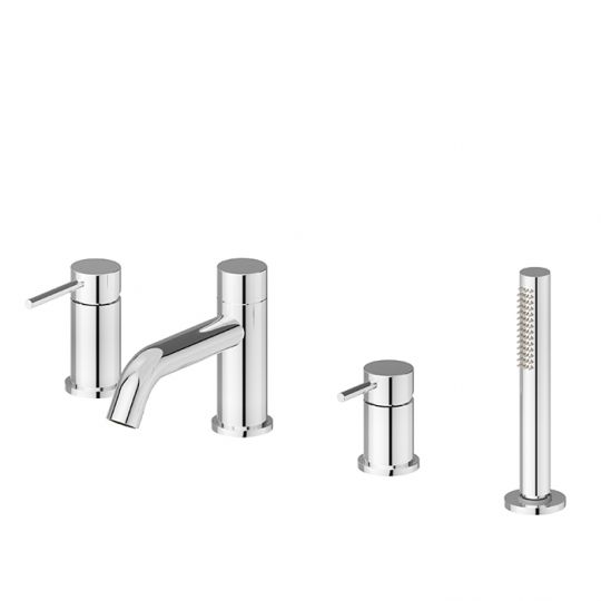 Смеситель на борт ванны Newform XT 4280C 4 отверстия с изливом и ручным душем схема 3