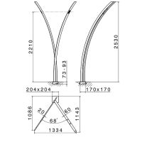 Душевая стойка Newform Outdoor 463EX.50.050 напольная двойная для внутреннего и наружнего применения внешняя часть схема 2