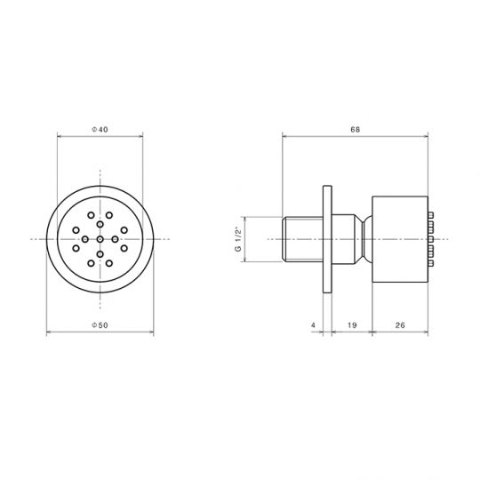 Форсунка с шарнирной боковой струей Newform Body Jets 553 с закругленной панелью схема 3