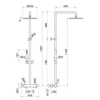 Душевая стойка Newform Shower 61167 с переключателем верхним и ручным душем схема 3