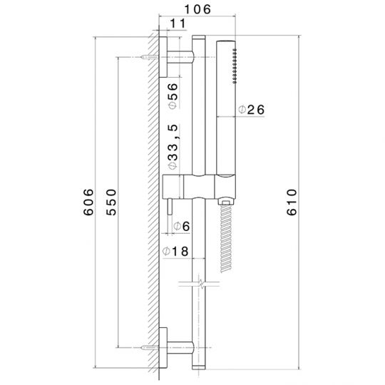 Душевой гарнитур Newform Shower set 61356 ручной душ из ABS шланг 150 см штанга схема 2 Душевой гарнитур Newform Shower set 61356 ручной душ из ABS шланг 150 см штанга схема 2