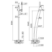 Смеситель напольный Newform Outdoor 62289EX.50.050 с ручным душем внешняя часть схема 2