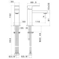 Смеситель Newform Ergo Q 66412 для раковины 1 отверстие схема 3