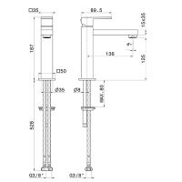 Смеситель для раковины Newform Ergo Q 66417 без донного клапана схема 3