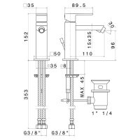 Смеситель для биде Newform Ergo Q 66425 с донным клапаном схема 4