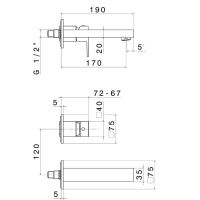Смеситель для раковины Newform Ergo Q 66428E встраиваемый внешняя часть схема 3