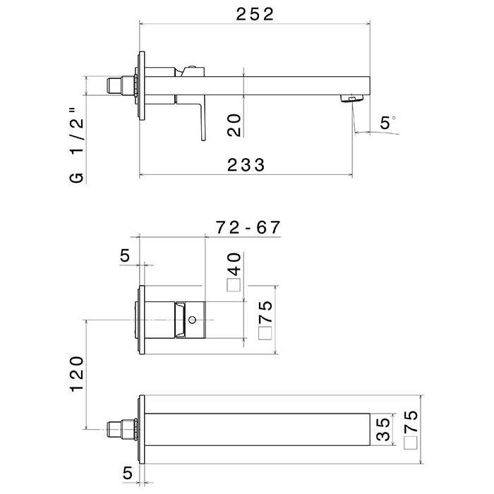 Смеситель встраиваемый для раковины Newform Ergo Q 66430E внешняя часть ФОТО
