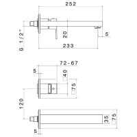 Смеситель встраиваемый для раковины Newform Ergo Q 66430E внешняя часть схема 3