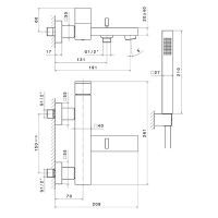 Смеситель для ванны Newform Ergo Q 66440C с изливом и ручным душем схема 2 Смеситель для ванны Newform Ergo Q 66440C с изливом и ручным душем схема 2