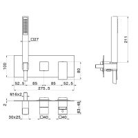 Смеситель для душа Newform Ergo Q 66469E встраиваемый 2 потока с ручным душем внешняя часть схема 3 Смеситель для душа Newform Ergo Q 66469E встраиваемый 2 потока с ручным душем внешняя часть схема 3