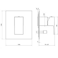 Встраиваемый смеситель для душа Newform Ergo Q 66470E автопереключать на 2 потока внешняя часть схема 2 Встраиваемый смеситель для душа Newform Ergo Q 66470E автопереключать на 2 потока внешняя часть схема 2