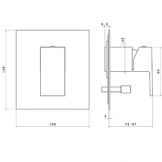 Встраиваемый смеситель для душа Newform Ergo Q 66470E автопереключать на 2 потока внешняя часть схема 2 Встраиваемый смеситель для душа Newform Ergo Q 66470E автопереключать на 2 потока внешняя часть схема 2