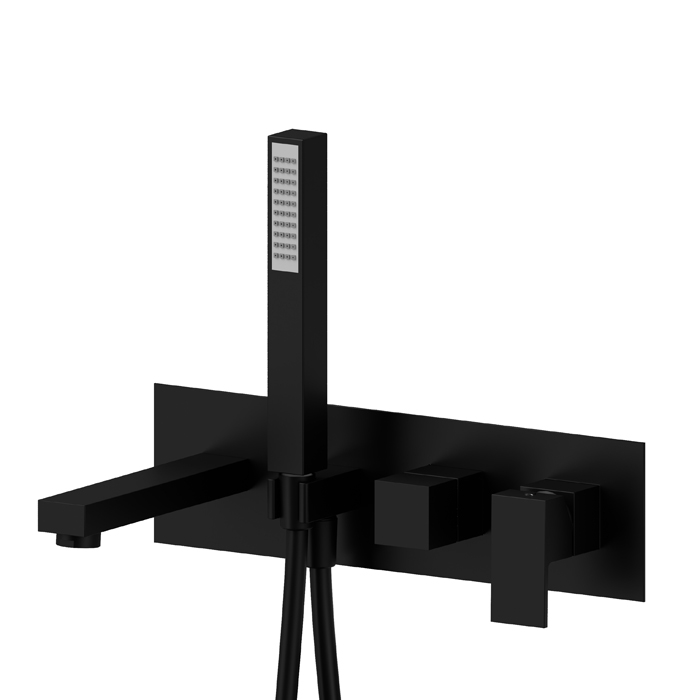 Изображение Смеситель Newform Ergo Q 66472E встраиваемый для ванны 2 потока с изливом и ручным душем внешняя часть