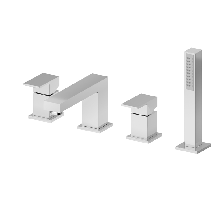 Изображение Смеситель на борт ванны Newform Ergo Q 66482C.21.018 4 отверстия с изливом и ручным душем