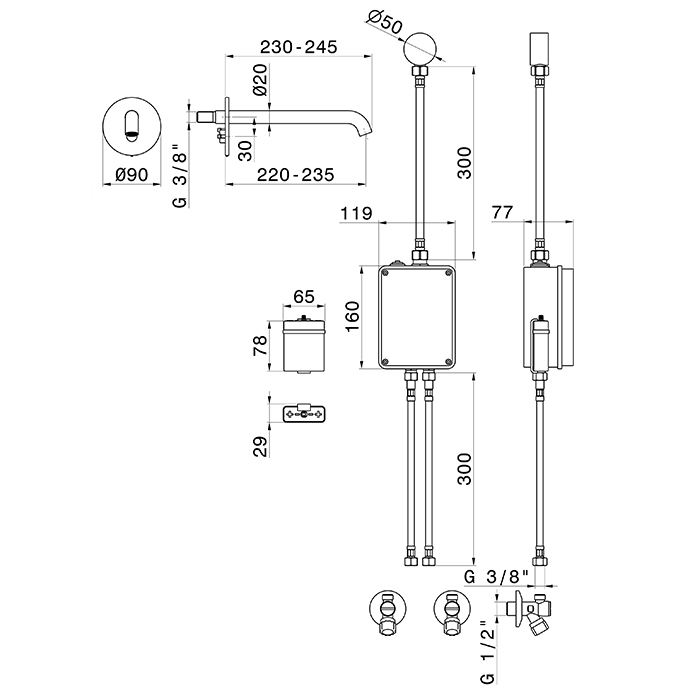 Смеситель для раковины Newform Sensitive 66709E встраиваемый электронный ФОТО