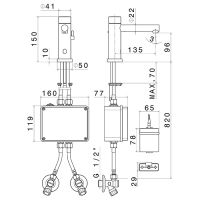 Смеситель для раковины Newform Sensitive 66710 1 отверстие электронный схема 5