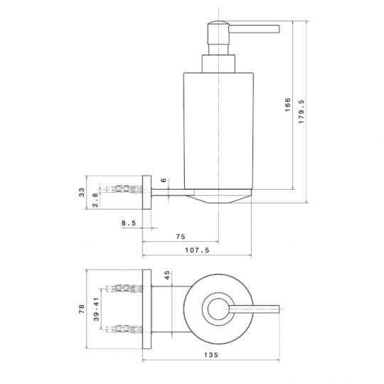 Дозатор Newform Accessori tondi для мыла 67210/11 подвесной схема 3