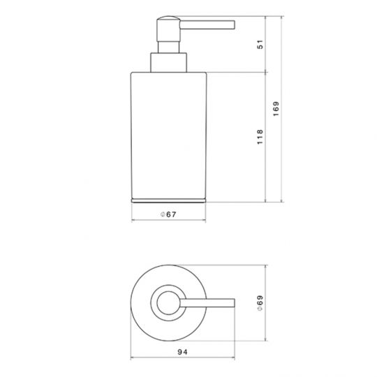 Дозатор Newform Accessori tondi для жидкого мыла 67261.59.064 черная керамика схема 2