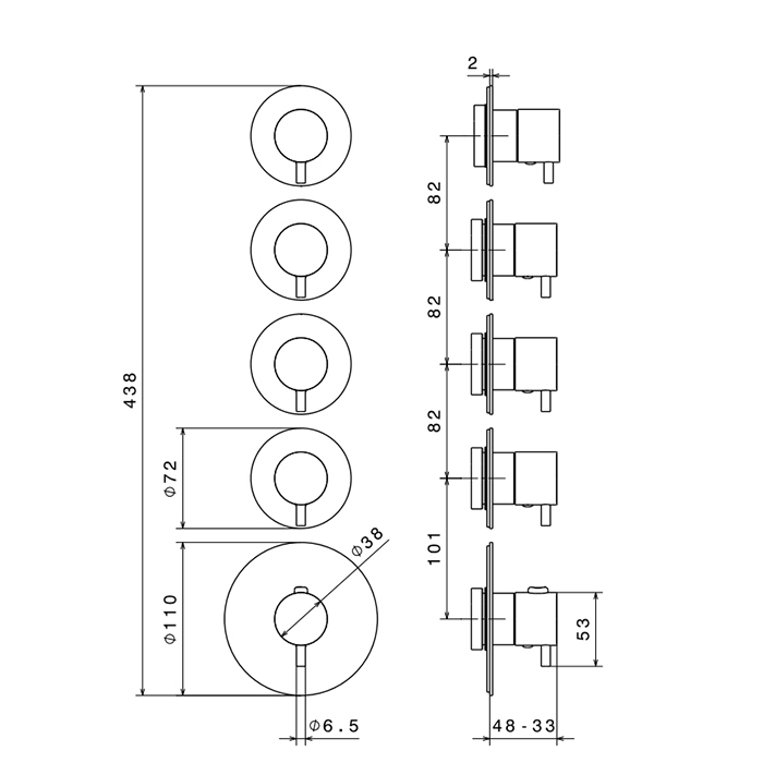 Смеситель встраиваемый термостатический для душа Newform XT 67601E.21.018 с 4-мя вентилями ФОТО