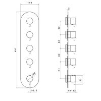 Смеситель для душа Newform X-Way 67604E.M0.072 встраиваемый термостатический 4 потока внешняя часть схема 2