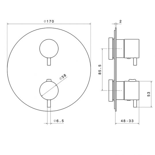 Смеситель для душа  термостатический Newform X-Way 67608E встраиваемый 4 потока внешняя часть схема 5