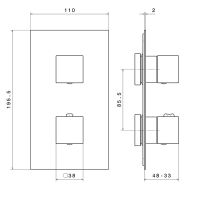 Встраиваемый термостатический смеситель для душа Newform Ergo Q 67648E внешняя часть схема 3