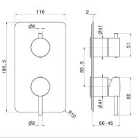 Смеситель для душа встраиваемый на 2 потока Newform X-Way 67693E внешняя часть схема 6