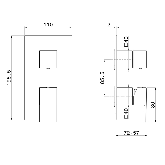 Внешняя часть смесителя для душа Newform Ergo Q 67694E 2 потока ФОТО