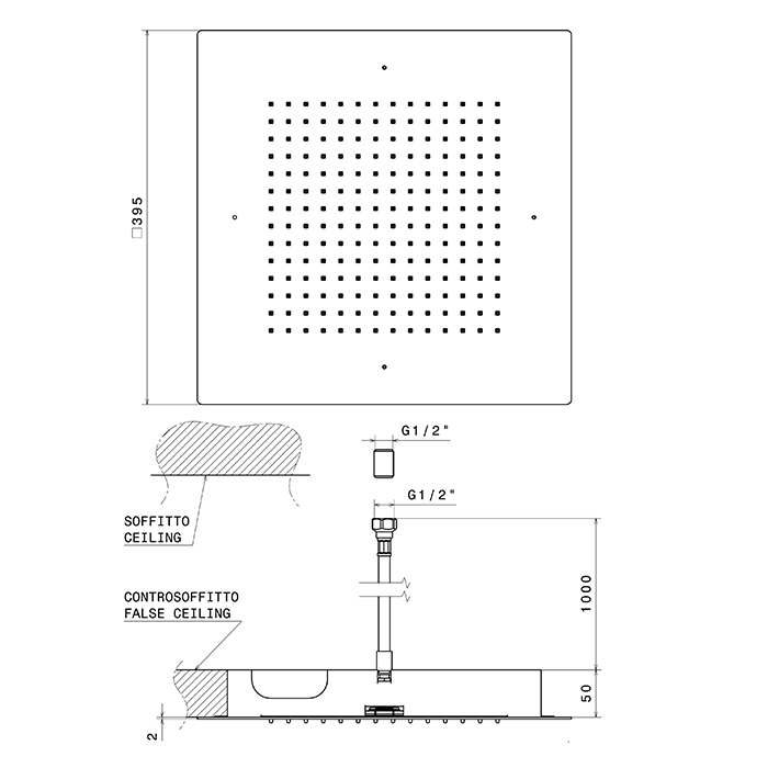 Верхний душ Newform Head Showers 683  40x40 cм потолочный скрытый ФОТО