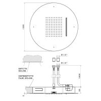Верхний душ круглый Newform Head Showers 684 монтаж в потолок тропический душ каскад G1/2 схема 6
