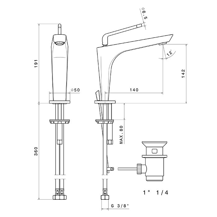 Смеситель для раковины Rama Newform O 68410 1 отверстие с донным клапаном ФОТО