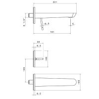 Смеситель для раковины Rama Newform O 68428E встраиваемый с длинным изливом внешняя часть схема 3