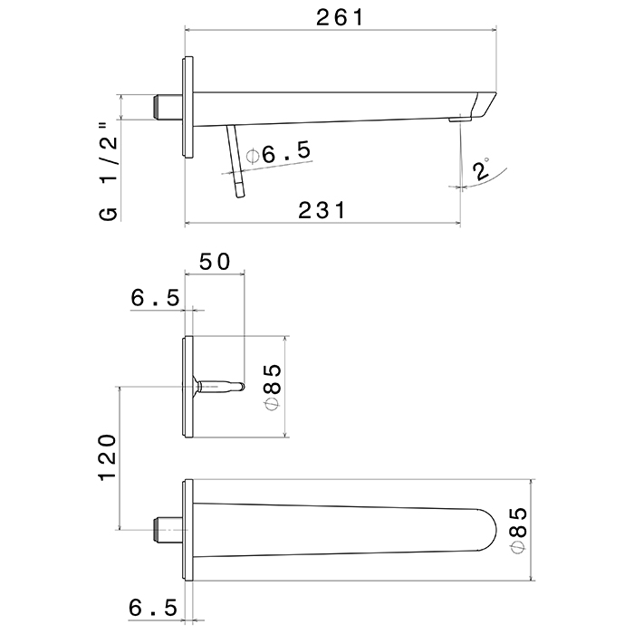 Смеситель для раковины с длинным изливом Rama Newform O 68430E встраиваемый внешняя часть ФОТО