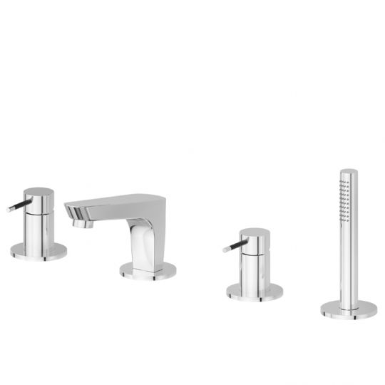 Смеситель на борт ванны Rama Newform O 68482C 4 отверстия с изливом и ручным душем схема 3