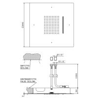 Верхний душ 40x40cм Newform Head Showers 685.01 потолочный скрытый дождь каскад схема 3