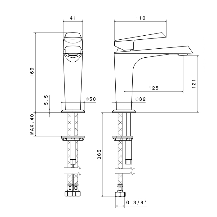 Смеситель для раковины Newform Nio 68912 1 отверстие ФОТО