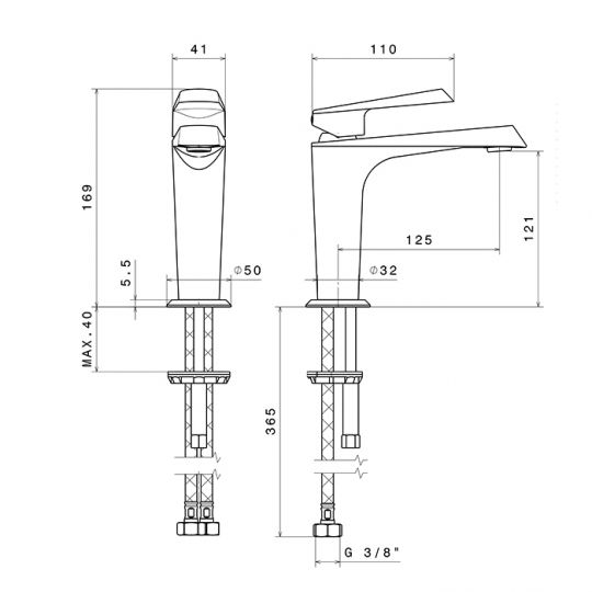 Смеситель для раковины Newform Nio 68912 1 отверстие схема 3 Смеситель для раковины Newform Nio 68912 1 отверстие схема 3