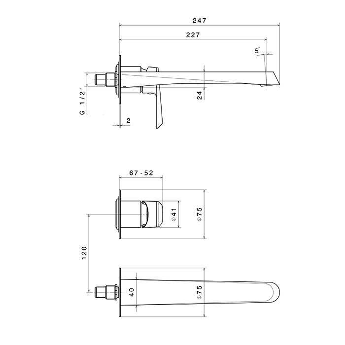 Смеситель для раковины встраиваемый Newform Nio 68930E внешняя часть ФОТО