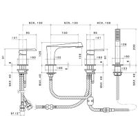 Смеситель на борт ванны Newform Nio 68982C.21.018 с изливом и ручным душем схема 2 Смеситель на борт ванны Newform Nio 68982C.21.018 с изливом и ручным душем схема 2